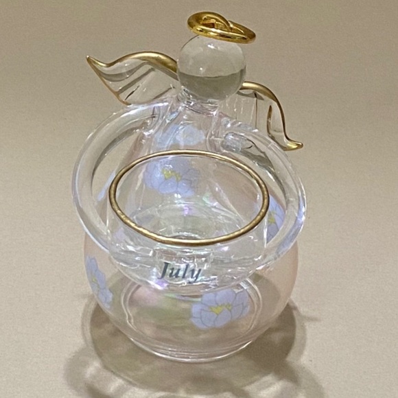 Ganz, Vintage, Angel Tea Light Candle Holder, July Gift, Iridescent Floral Print - Picture 1 of 8
